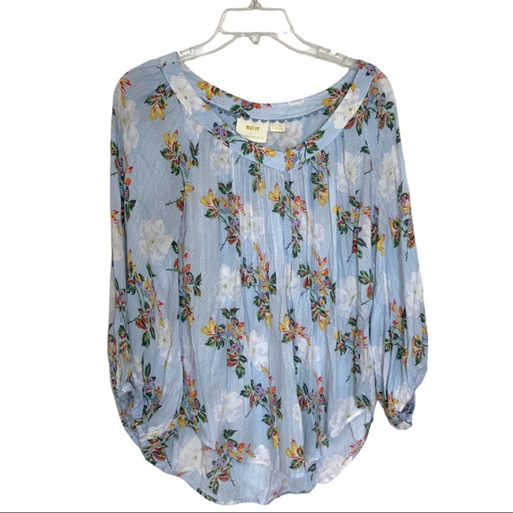 Anthropologie Maeve floral blouse flowing sleeves size 2 - Picture 1 of 3